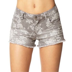 Gray Floral Print Ombre Faded Denim Shorts EUC 28 Casual Streetwear
